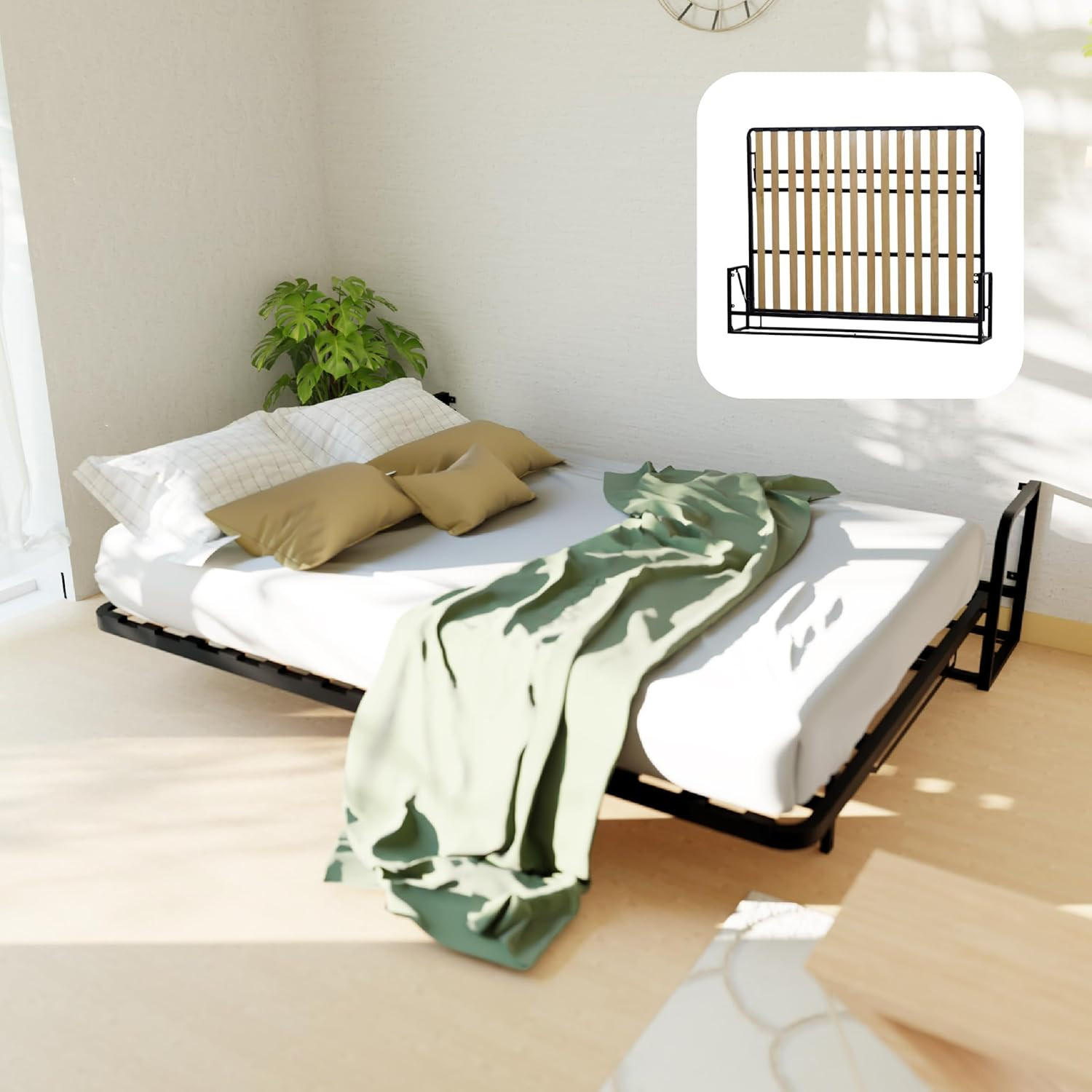 WallBedKing Wandbett Schwarz 190x140 cm