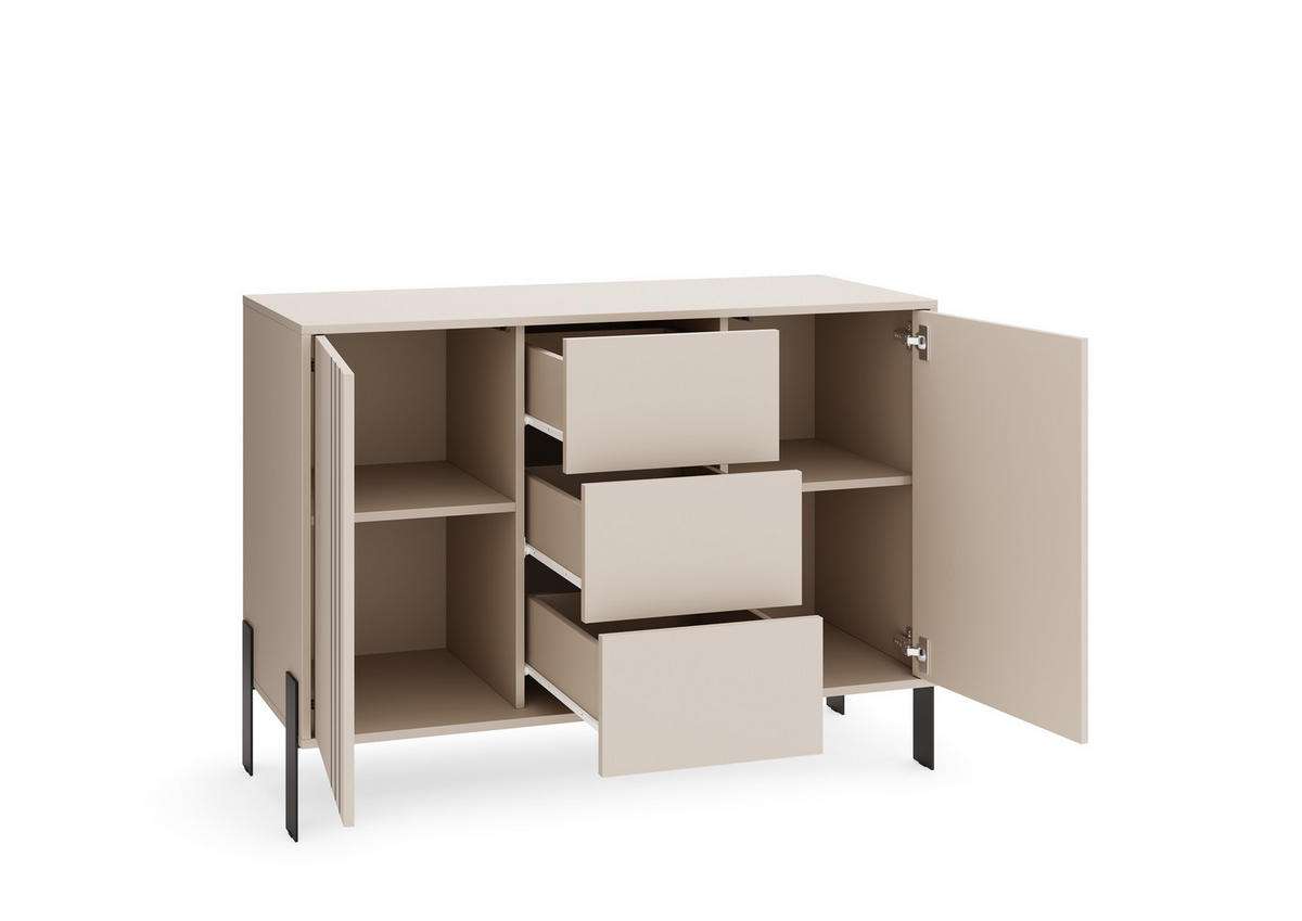 KOMMODE Natan 120cm, mit Schubladen und Metallfüßen, kaschmir - Kaschmir, Kunststoff (120/87/40cm) - Margaret Hadas24