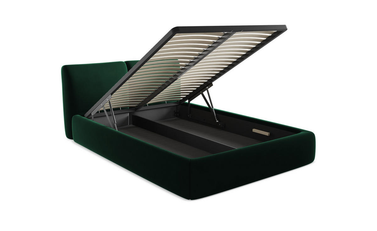 POLSTERBETT mit Bettkasten und Lattenrost 200x228 Blau - Blau/Schwarz, Kunststoff/Textil (180/200cm) - Makamii