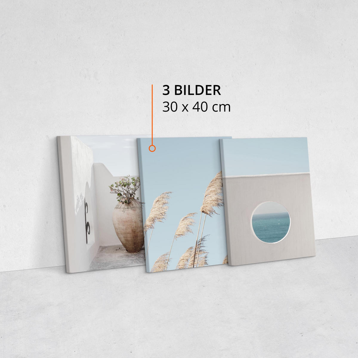 LEINWANDBILDER 3-er Set Meer Pflanzen 3D - Blau/Beige, Textil (90/40cm) - Muralo