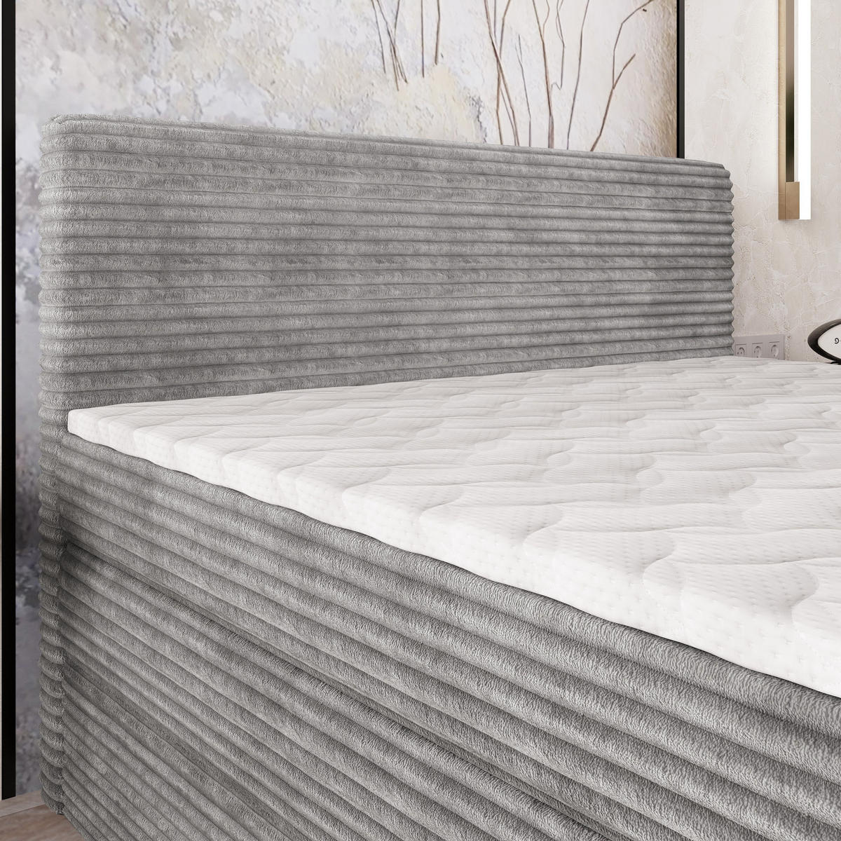 BOXSPRINGBETT LUNERA 140x200 cm mit Matratze und Topper - Rosa - Rosa, Holz (140/200cm) - MASSENO