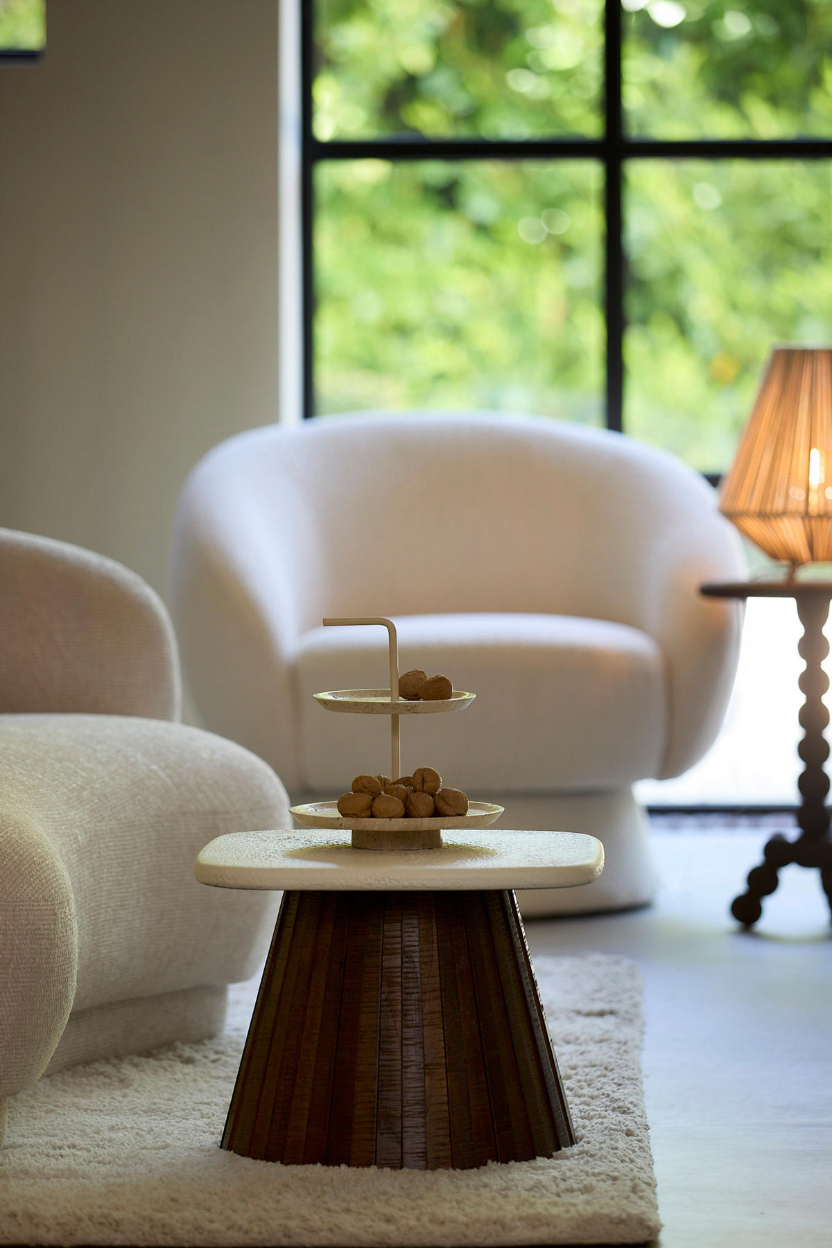 BEISTELLTISCH Okato Weiß Ø45/35 cm - Weiß, Holz (45/45/35cm) - Light & Living