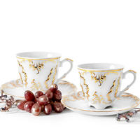 KAFFESERVICE CMIELOW ROCOCO Kaffetassen-Set - Goldfarben/Weiß, Keramik (15.7/7.5/15.7cm) - KONSIMO®