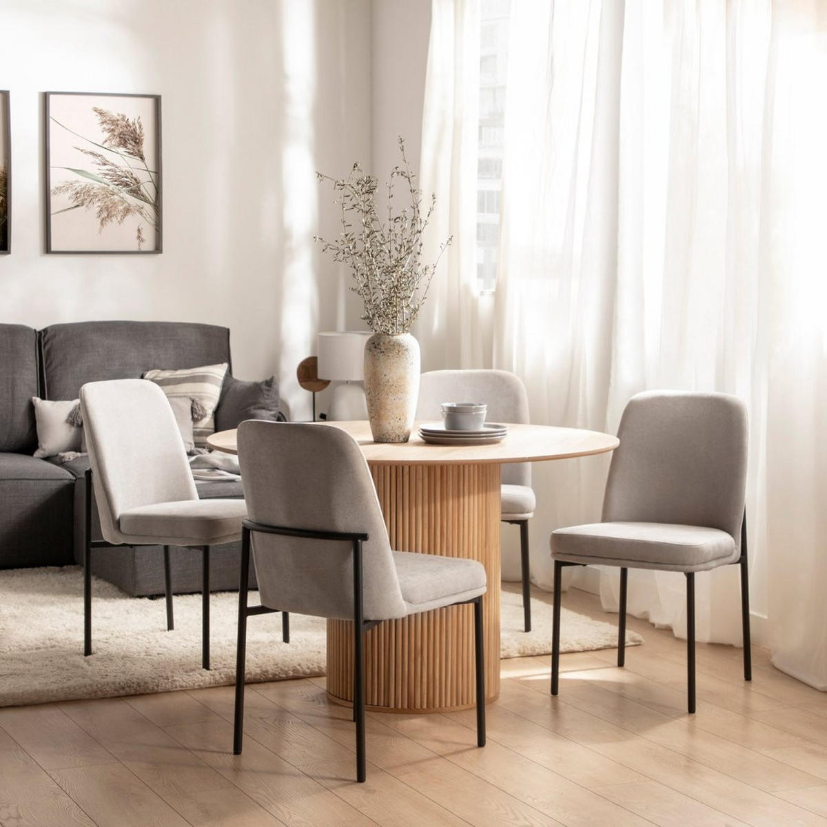 ESSZIMMERSTUHL Leila Grau 46 cm x 87 cm - Grau, Textil (46/87/59cm) - Klast Home