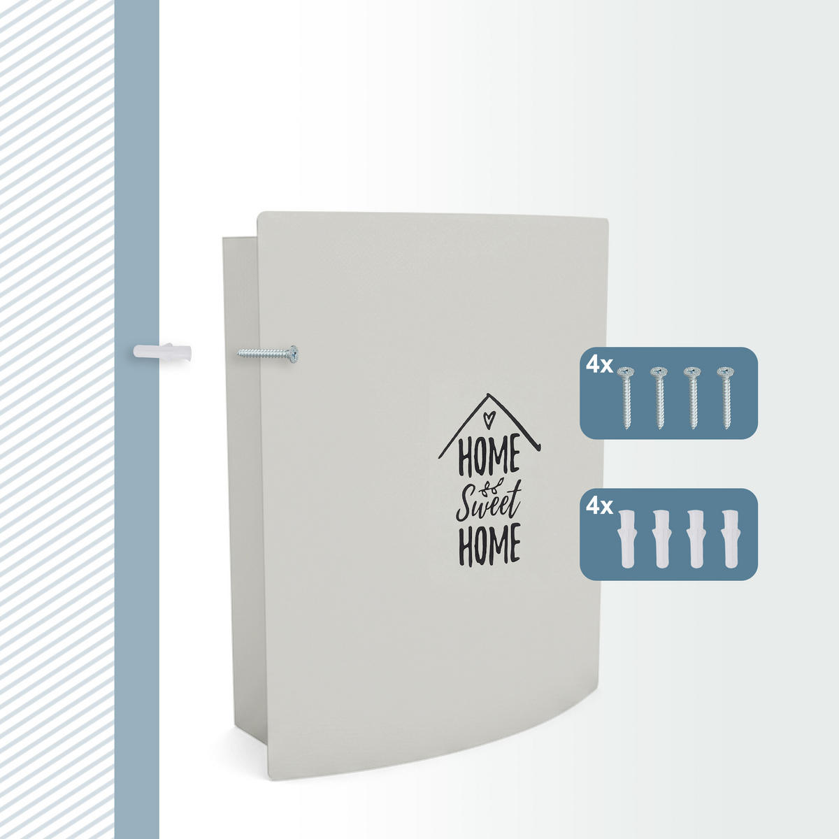 SCHRÁNKA na klíče - bílá, kov (21/24/6.5cm) - Relaxdays