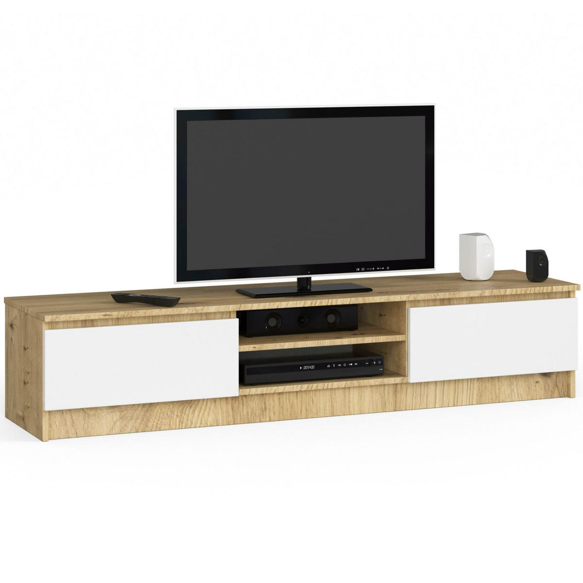 TV-LOWBOARD 160, 33x160x40 cm, Artisan-Weiß - Eiche Artisan/Weiß, Holz (40/33/160cm) - Milordbikes