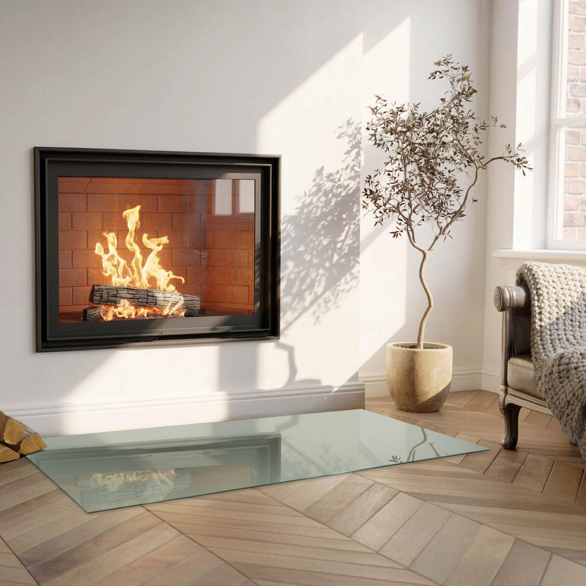 GLASPLATTE für Kamin 125x50 cm - Grün, Glas (125/50/0.4cm) - TULUP