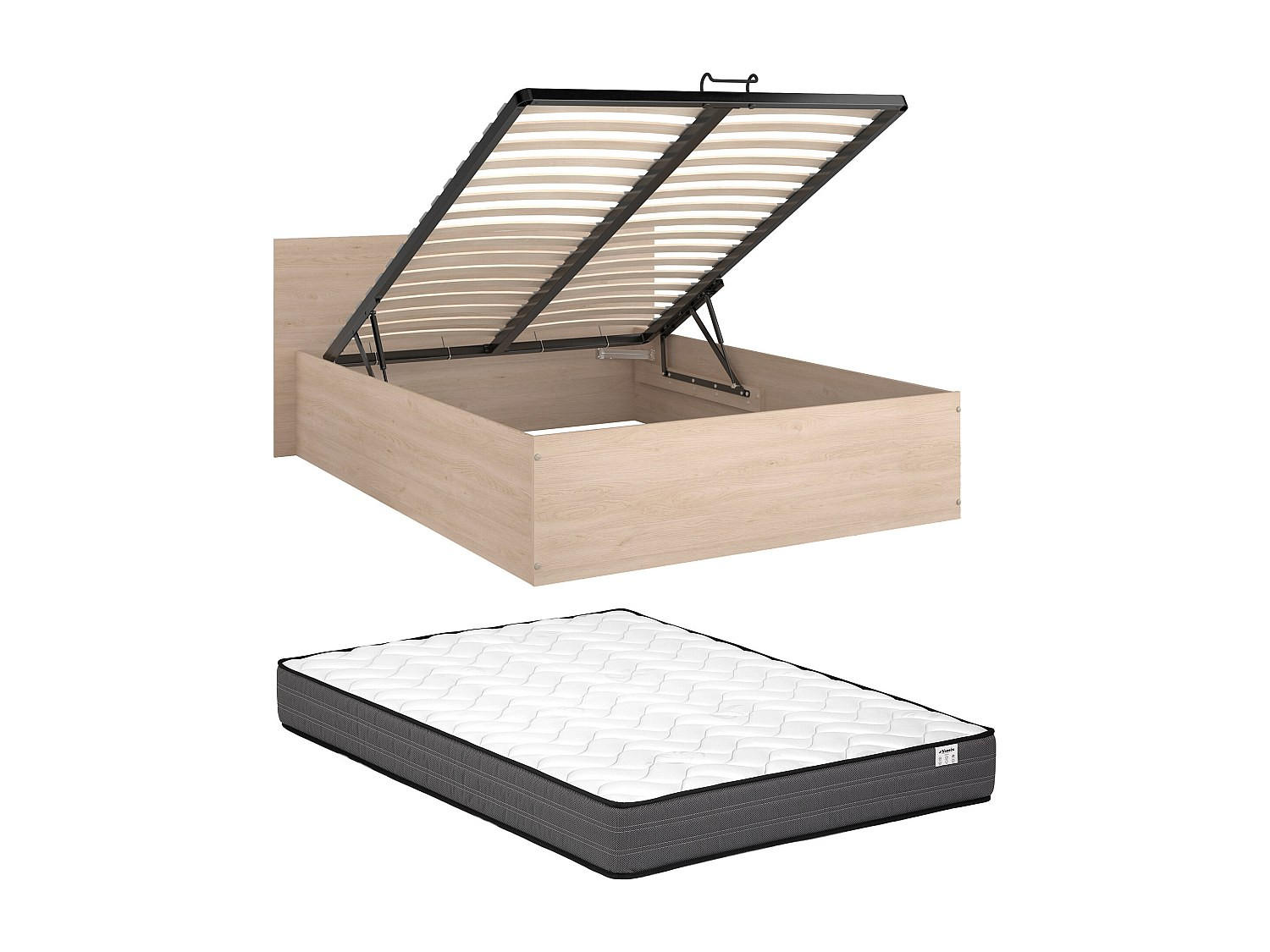 BETT mit Bettkasten - 2 Personen - holz - naturfarben hell Velona - Naturfarben, Holz (140/190cm) - Vente-Unique