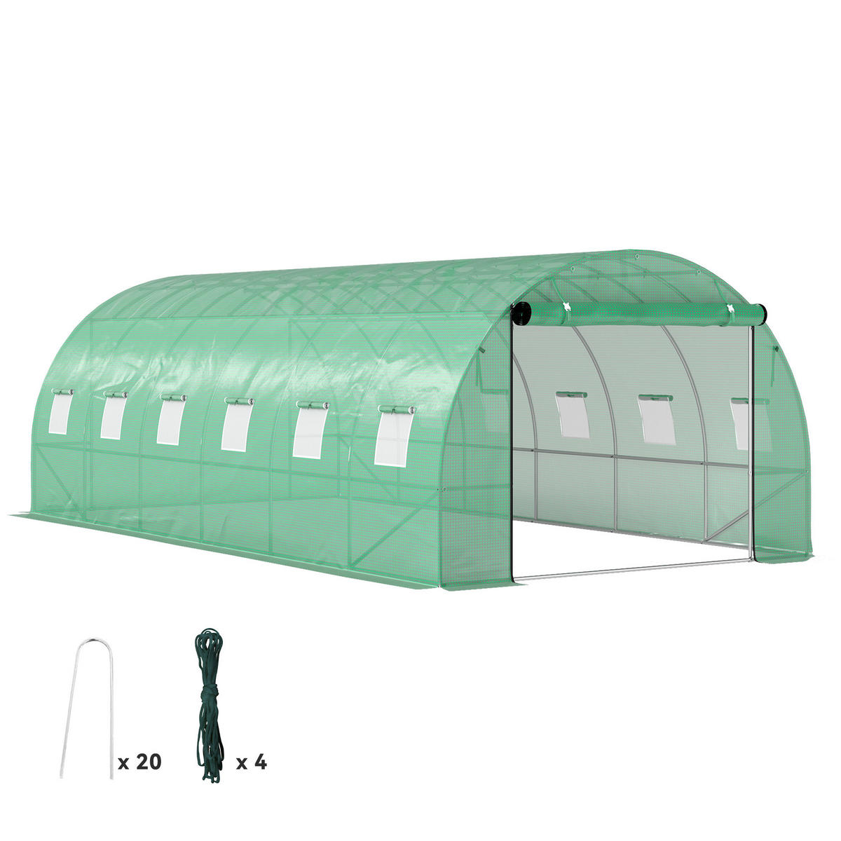 FOLIENTUNNEL, 600L x 300B x 197H cm - Grün, Kunststoff/Metall (300/197/600cm) - Outsunny