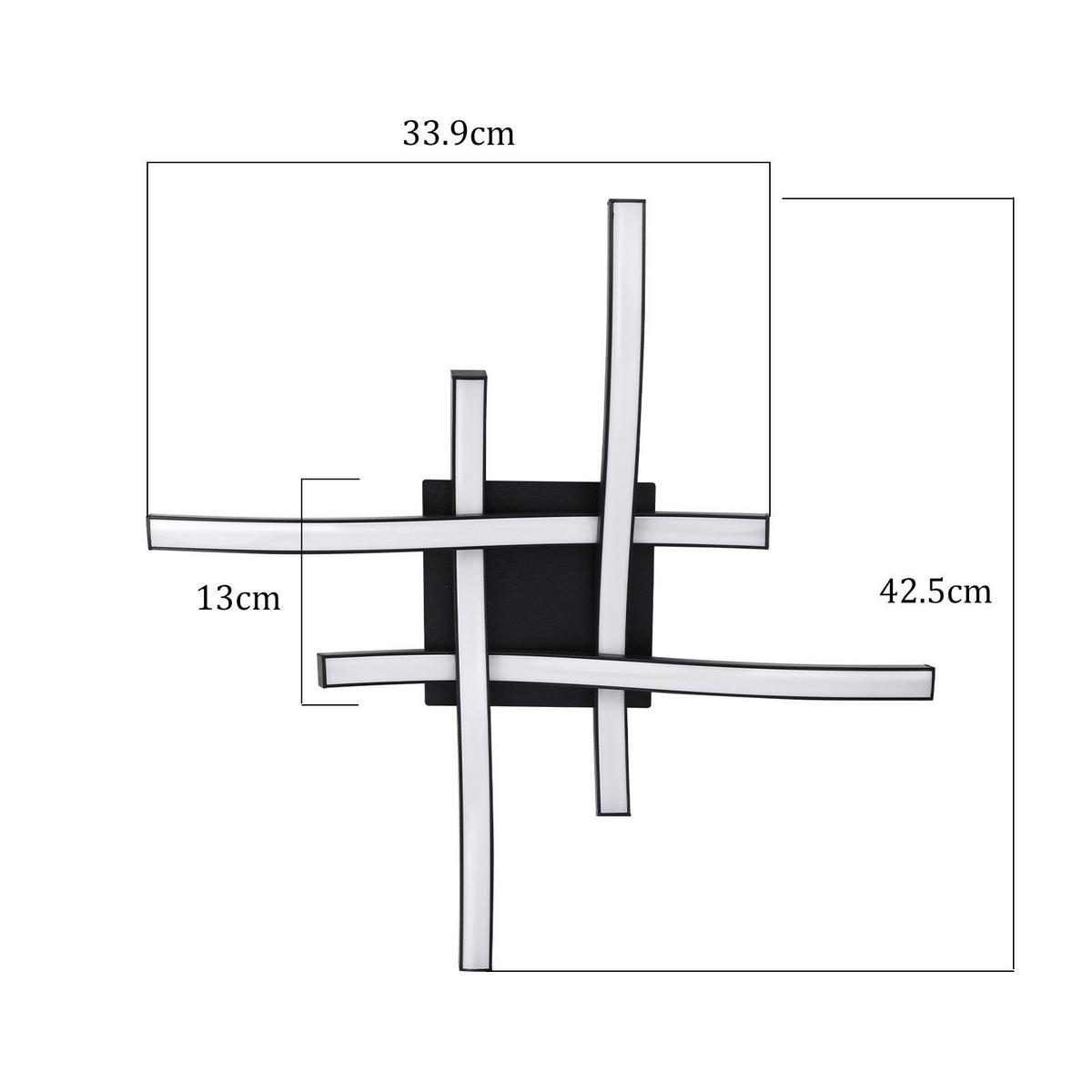 LED-DECKENLEUCHTE Fulbright 42.5/42.5/7 cm - Schwarz, Metall (42.5/42.5/7cm) - Nettlife