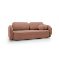 SOFA OLIO Mit Schlaffunktion Und Bettkasten, Bonell-Taschenfederung, Aragon-Stoff, lose Rückenkissen, freistehend, 238x101x86 cm Rose - Rosa, Holz/Textil (238/86/101cm) - DomoHome