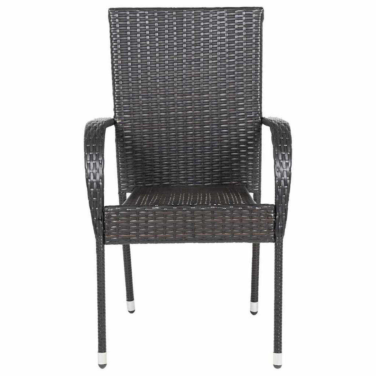 STAPELBARE Gartenstühle 4 Stk. Poly Rattan Braun - Braun, Holz (55.5/95/53.5cm) - furnicato