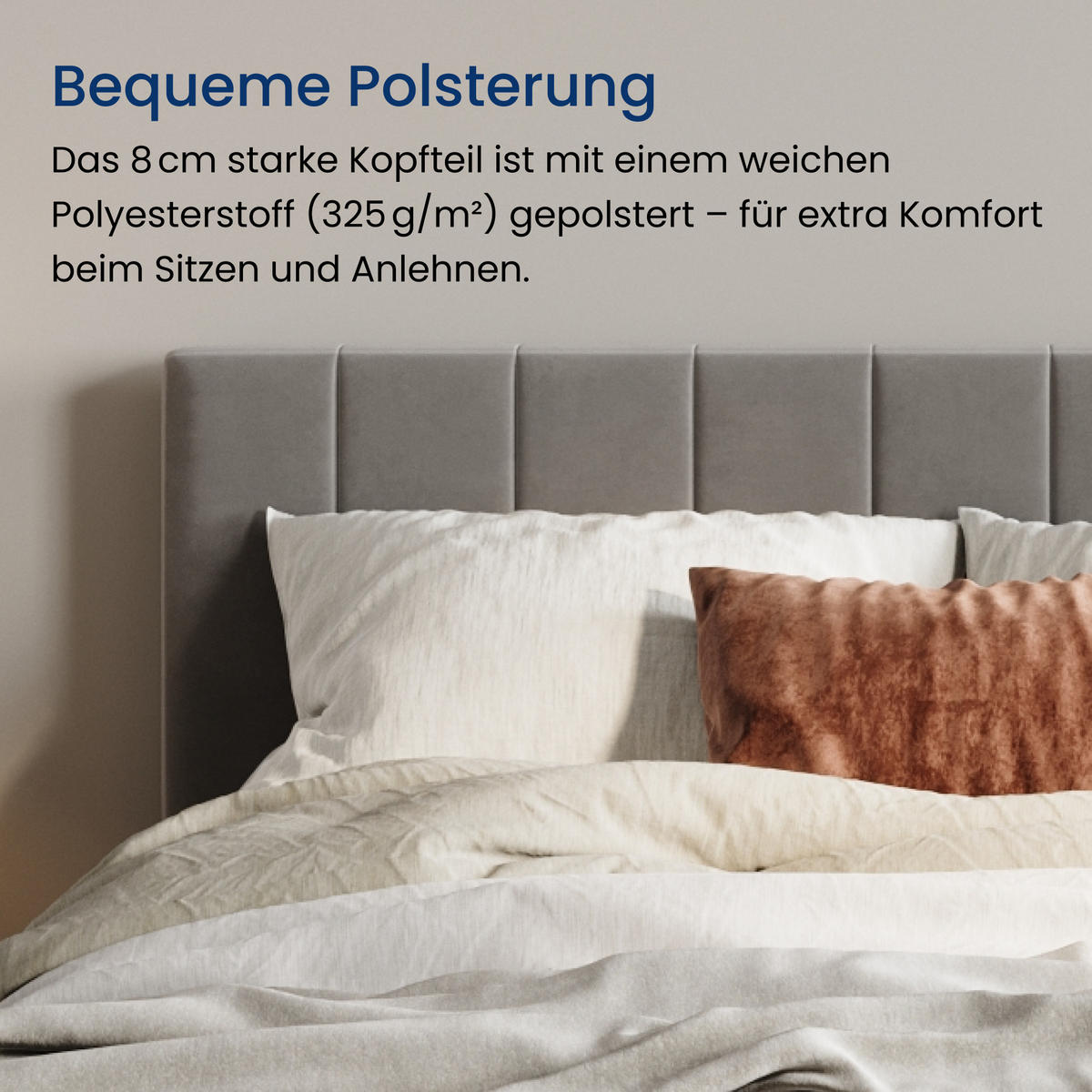 POLSTERBETT 160x200 cm in Hellgrau - Hellgrau, Naturmaterialien (160/200cm) - Home Collective