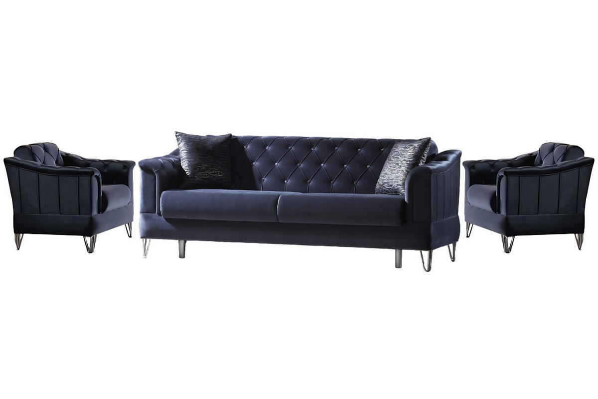 SITZGARNITUR Guido Anthrazit Stellvariante:2+1+1 - Anthrazit, Holz/Textil (165/85/85cm) - Villa Möbel