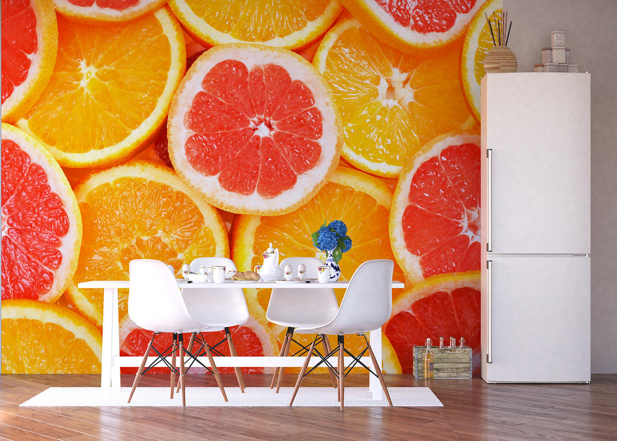 FOTOTAPETE Obst 375 x 270 cm - Orange, Papier (375/270cm) - Sanders & Sanders