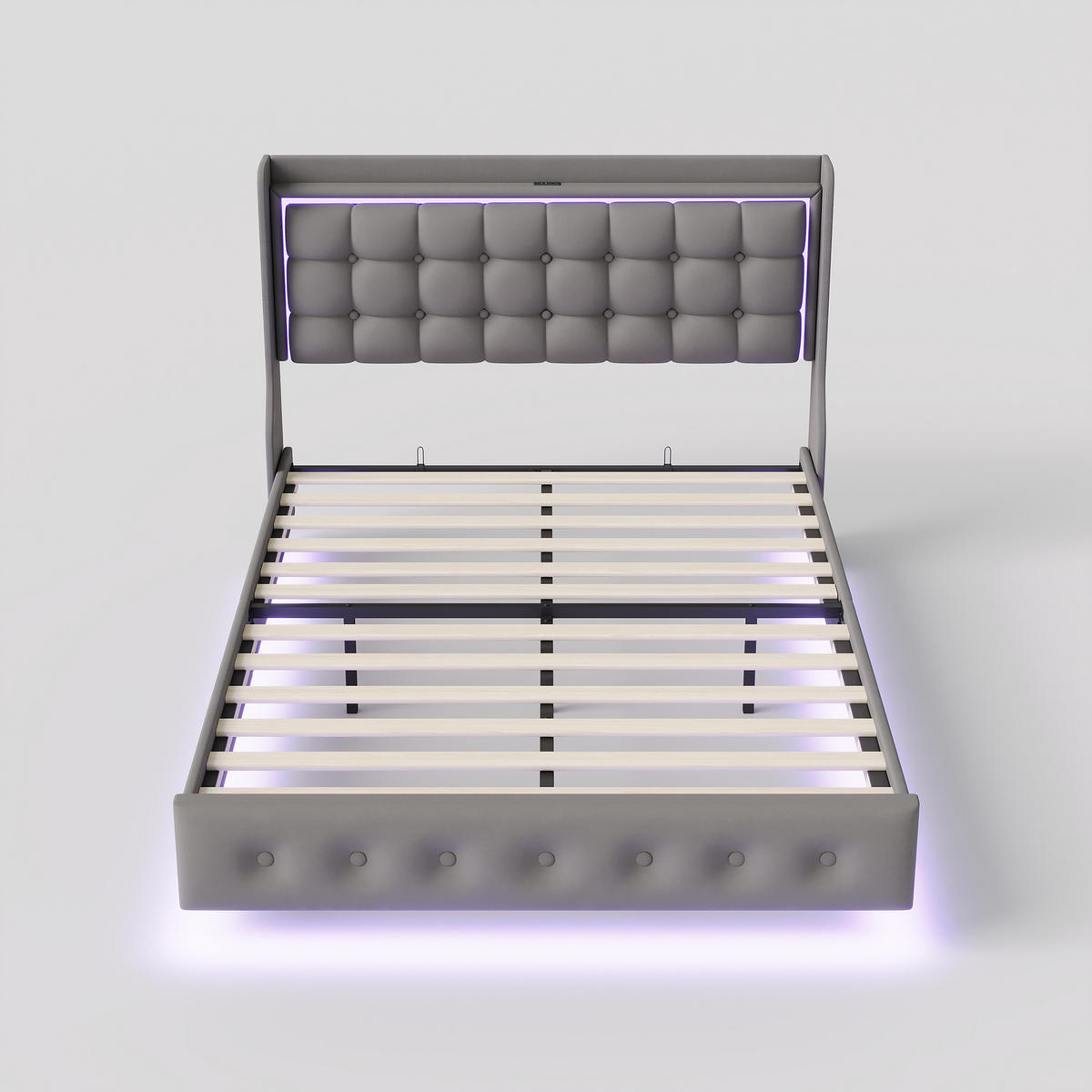POLSTERBETT 140/200 cm Dunkelgrau mit LED und USB-Anschlüssen - Grau, Holz (140/200cm) - SHOPENTRA