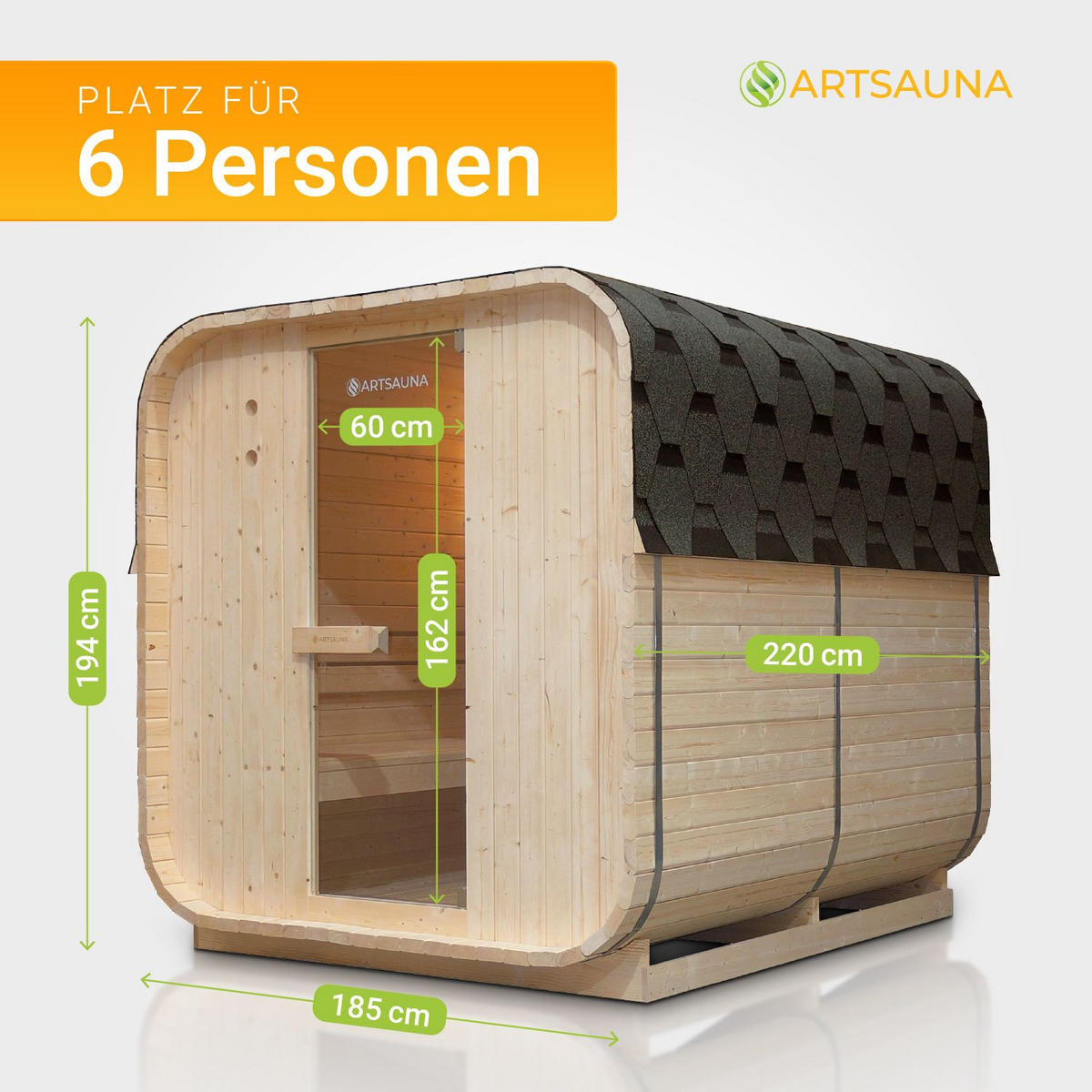 FASSSAUNA Nolvik XL inkl. Zubehör-Set - Naturfarben, Holz (185/194/220cm) - Artsauna