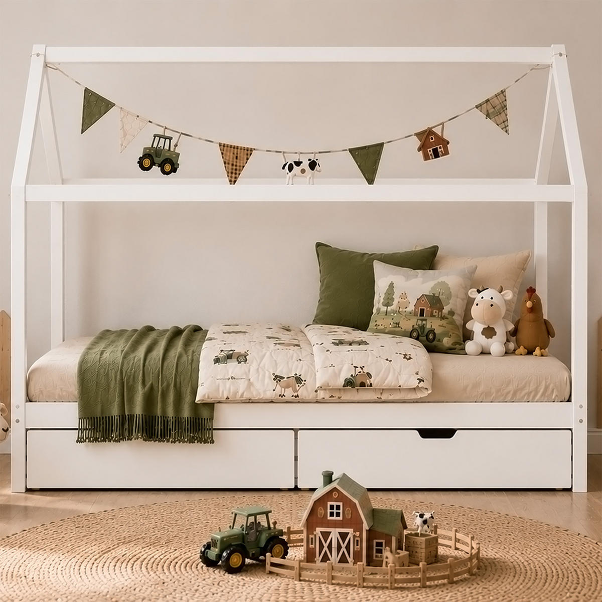 KINDERBETT Hausbett mit Stauraum 90/200 cm Weiß - Weiß, Holz (90/200cm) - Homestyle4u