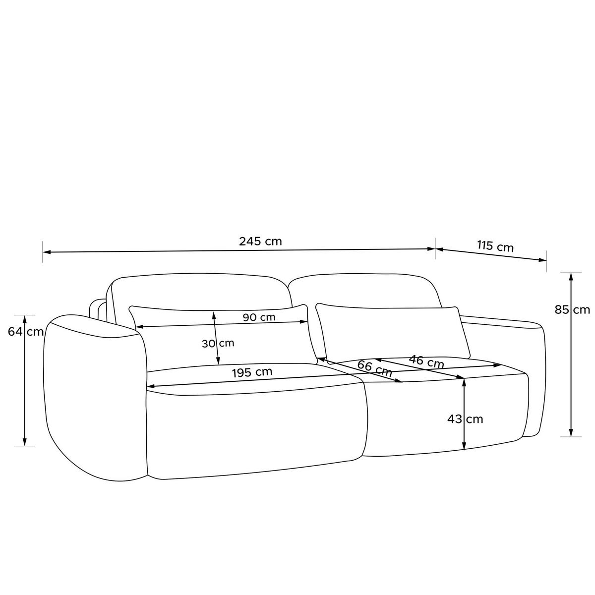 SOFA 3 ELOSA - Grün, Holz/Textil (245/85/115cm) - KONSIMO®