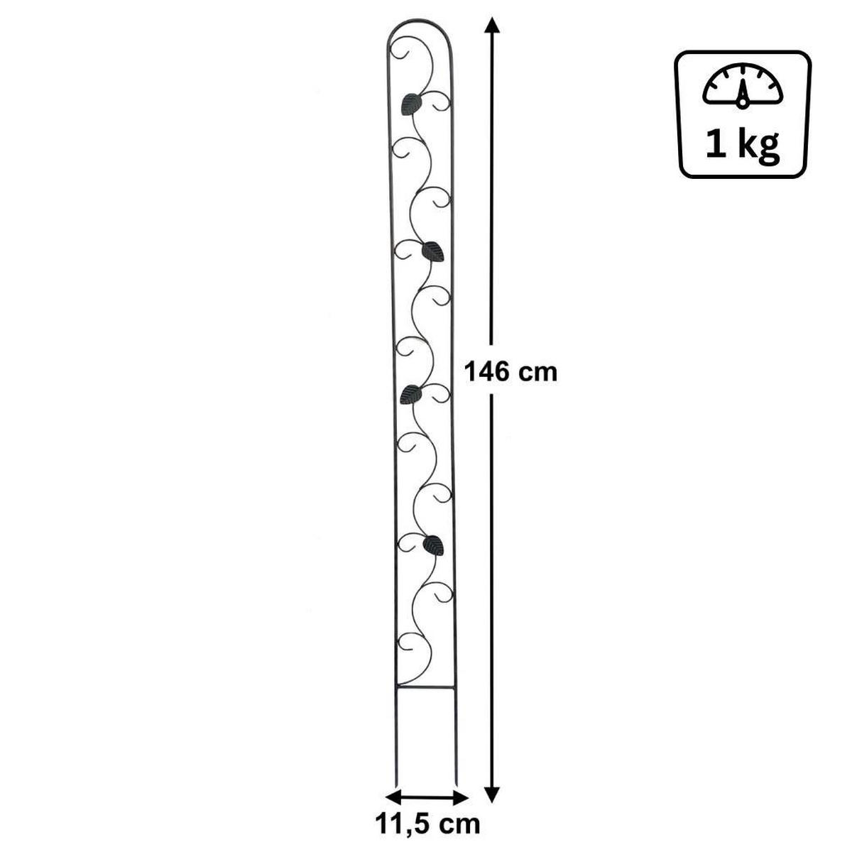 DANDIBO Rankhilfe Metall Rankgitter 140 cm Schwarz Rankstab Kletterhilfe Bodenstecker 96249 Blumenhalter Ranksäule - Schwarz, Metall (11.5/146/1.5cm) - DanDiBo