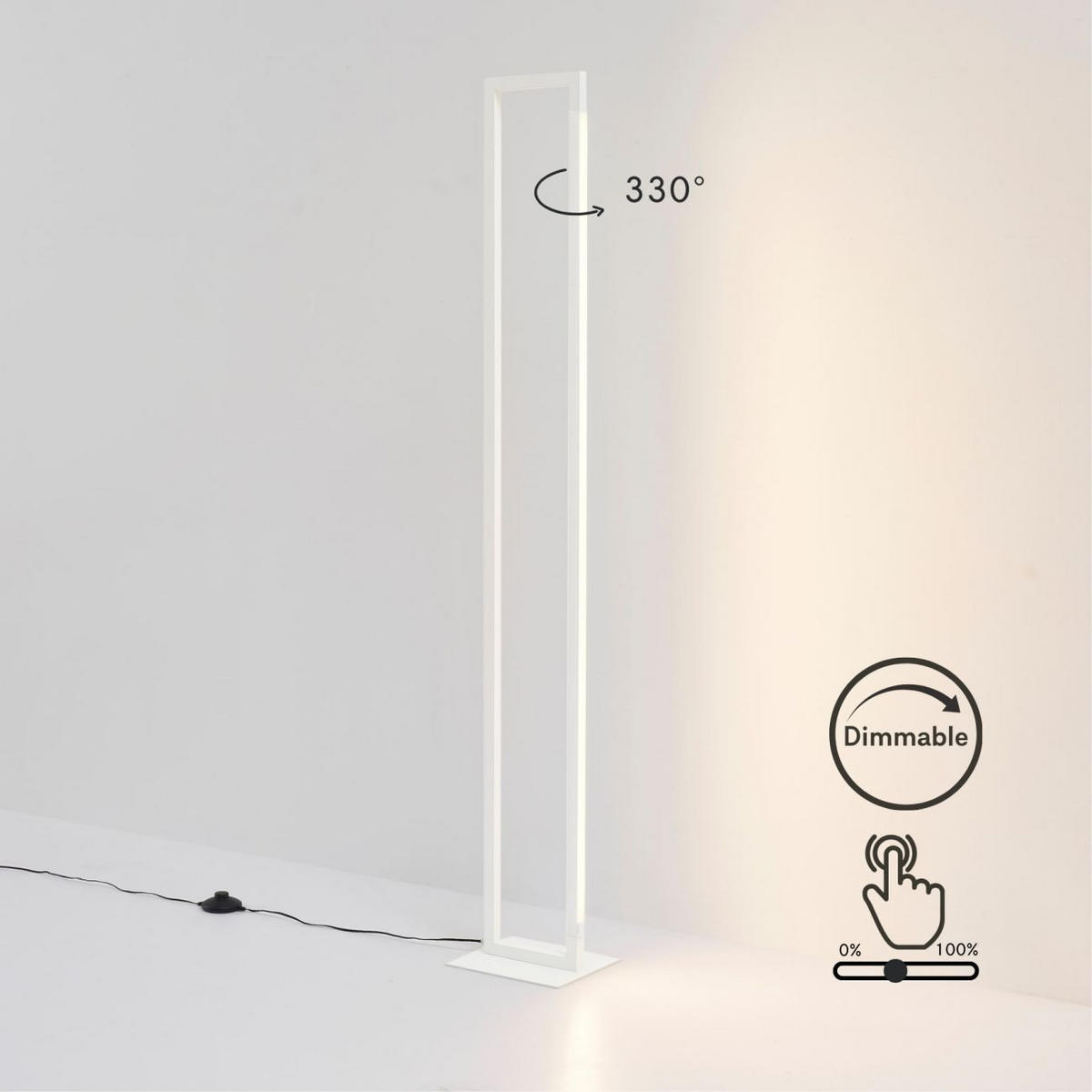 STEHLEUCHTE Laka, Weiß, 140cm, Dimmbar - Weiß, Metall (22/18/140cm) - KOSILUM