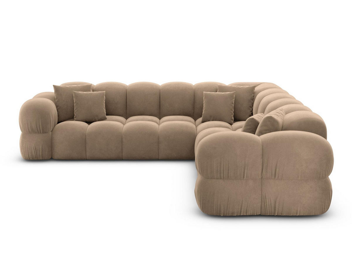 COUCH Monteverde L-Form Braun Samtstoff - Braun, Kunststoff (253/253cm)