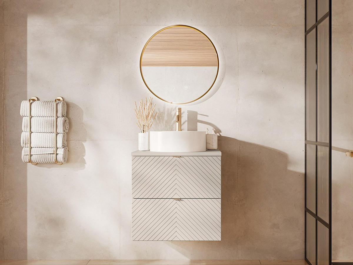 EINZELWASCHTISCH - 60 cm x 46 cm - Holz, Platte - Beige - DORIONI - Beige, Holz (60/61.6/46cm) - Vente-Unique