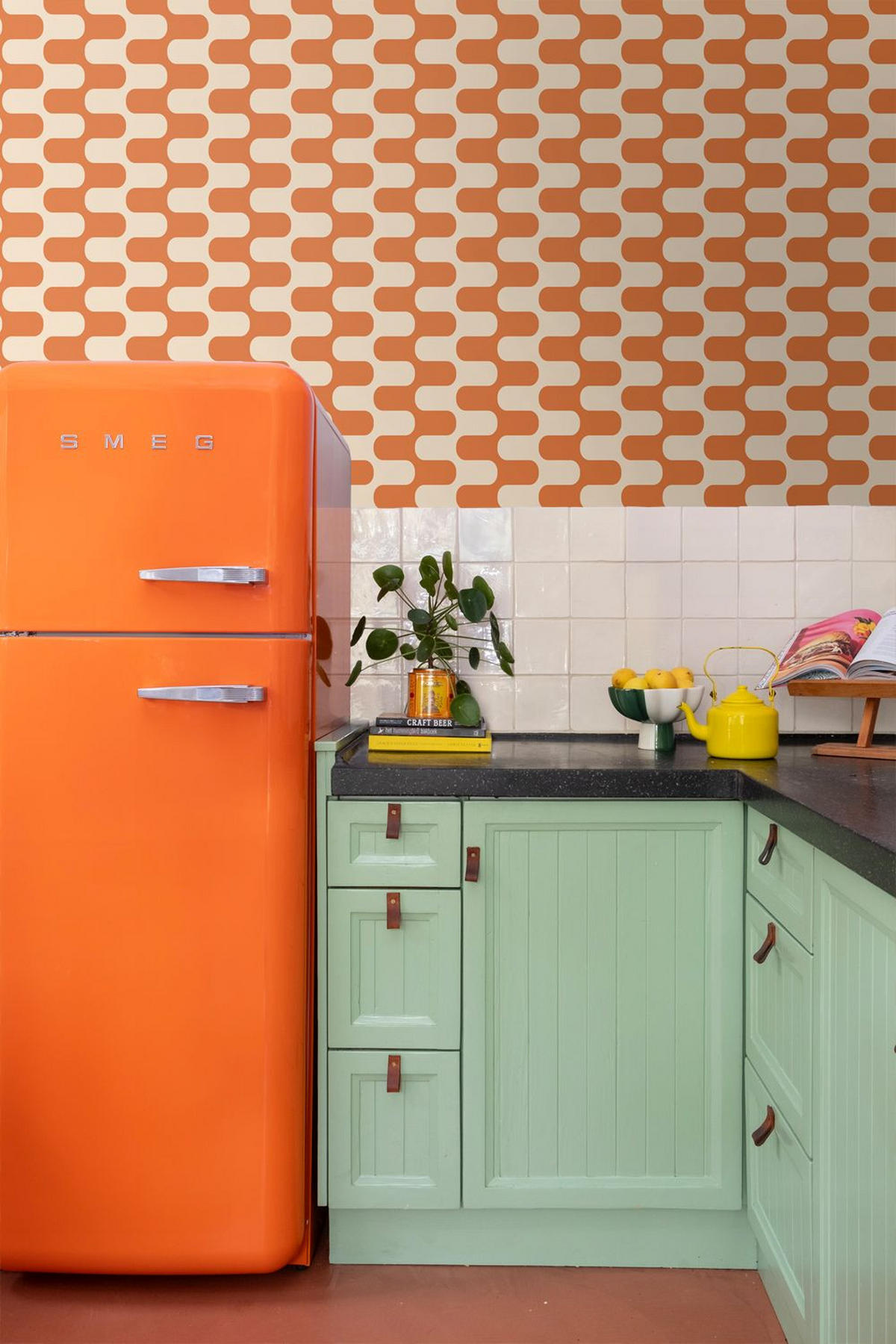 TAPETE Wellenlinien 50 x 900 cm - Orange, Papier (50/900cm) - ESTAhome