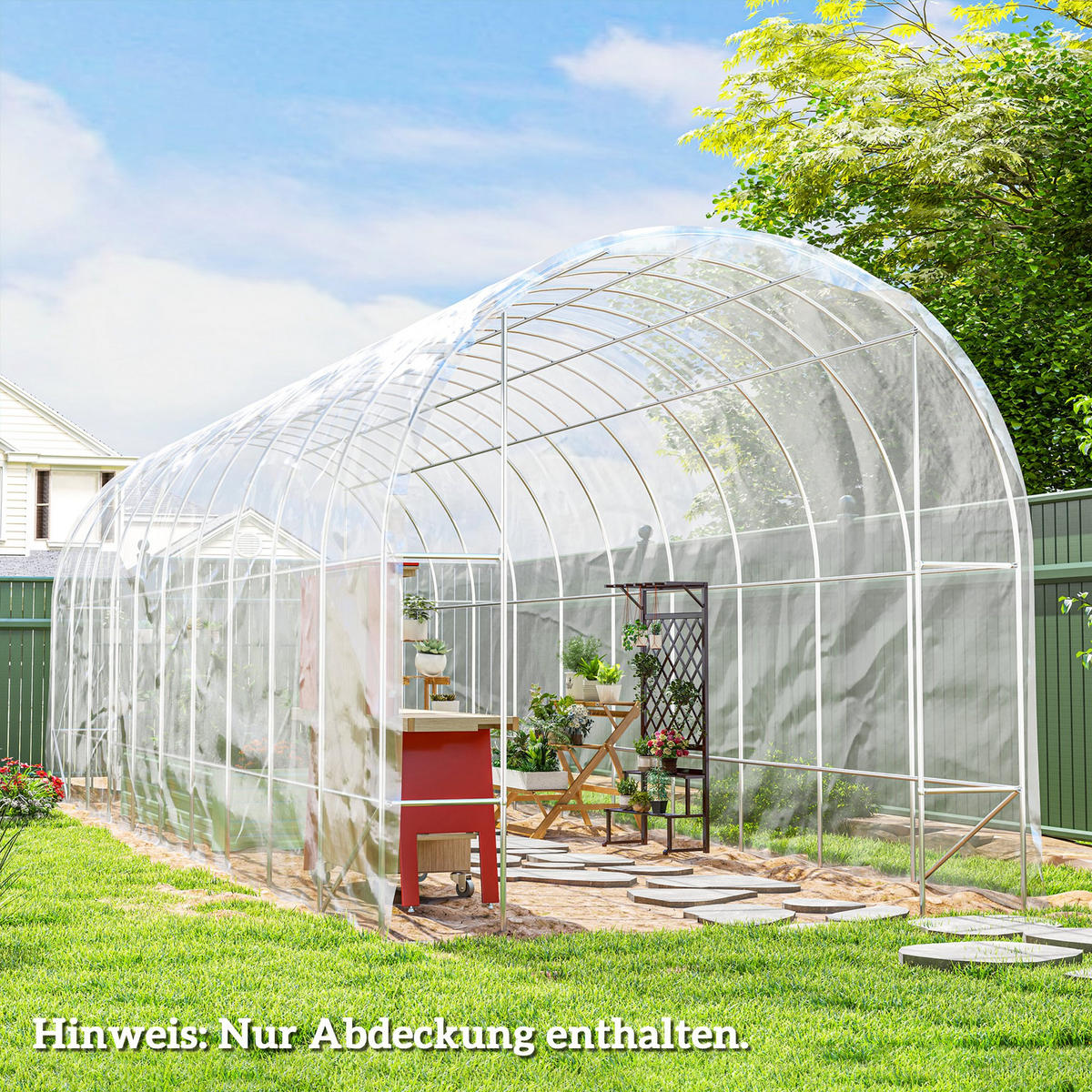 GEWÄCHSHAUSFOLIE 8 x 10 m, wasserdichtGartenfolie, aus Kunststoff, Extra Dick - Transparent, Kunststoff (800/1/1000cm) - Outsunny