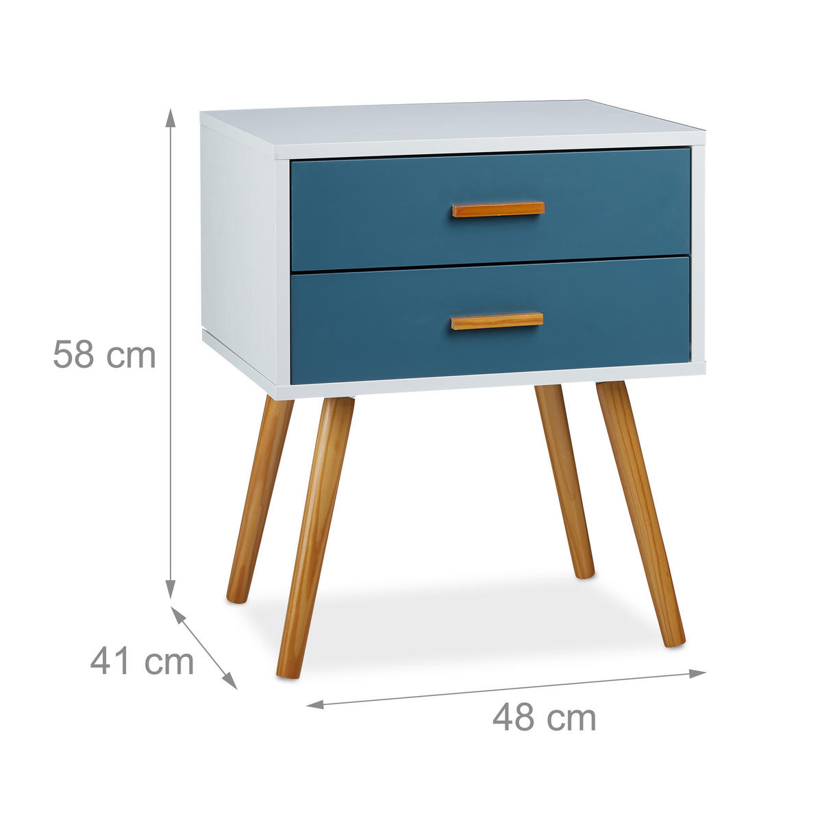 NACHTTISCH - Multicolor, Holz/Holzwerkstoff (48/58/41cm) - Relaxdays