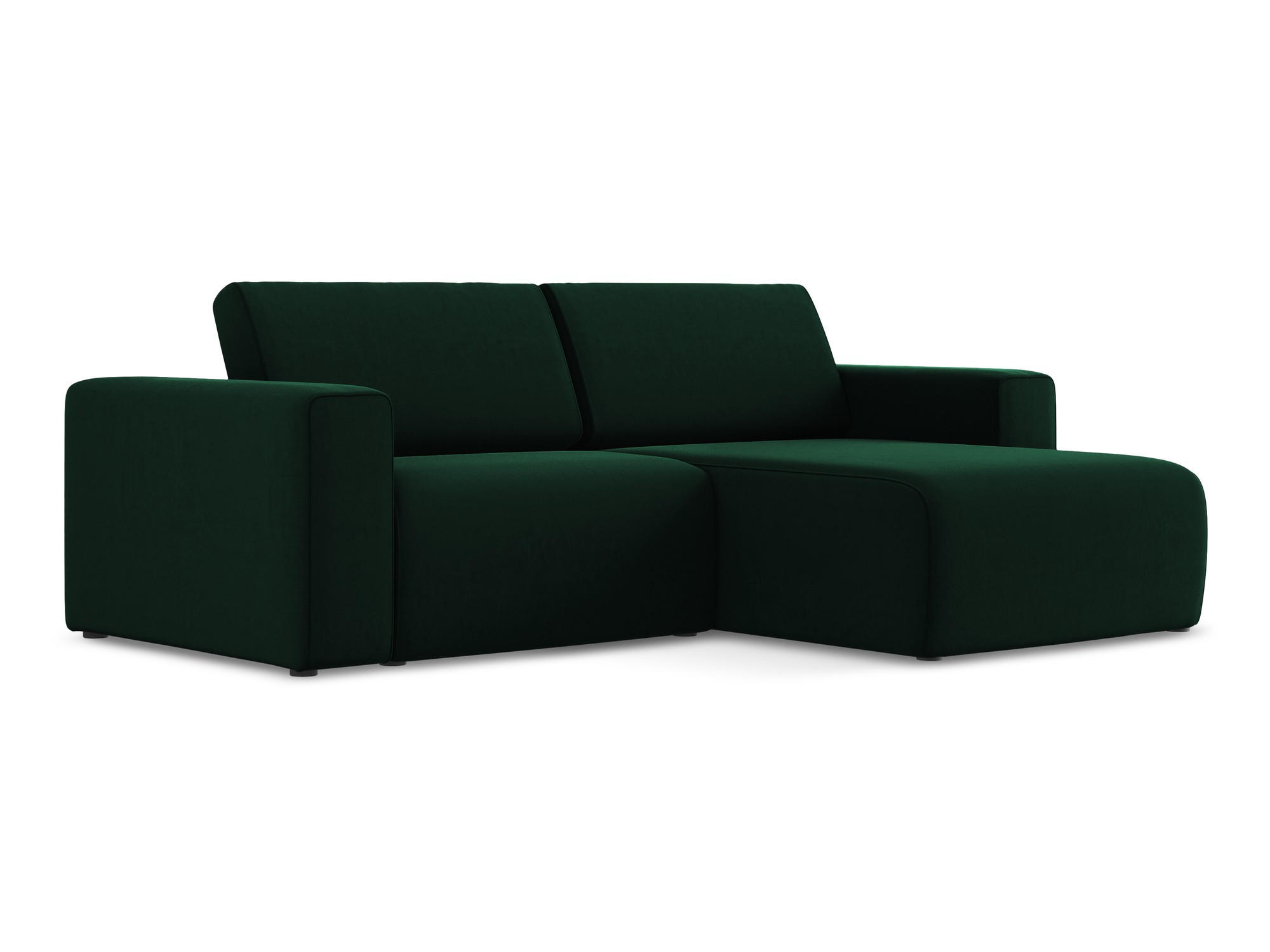 ECKSOFA Rechts Samt Stoff Grün - Blau/Dunkelgrün, Kunststoff/Textil (224/167cm) - Makamii
