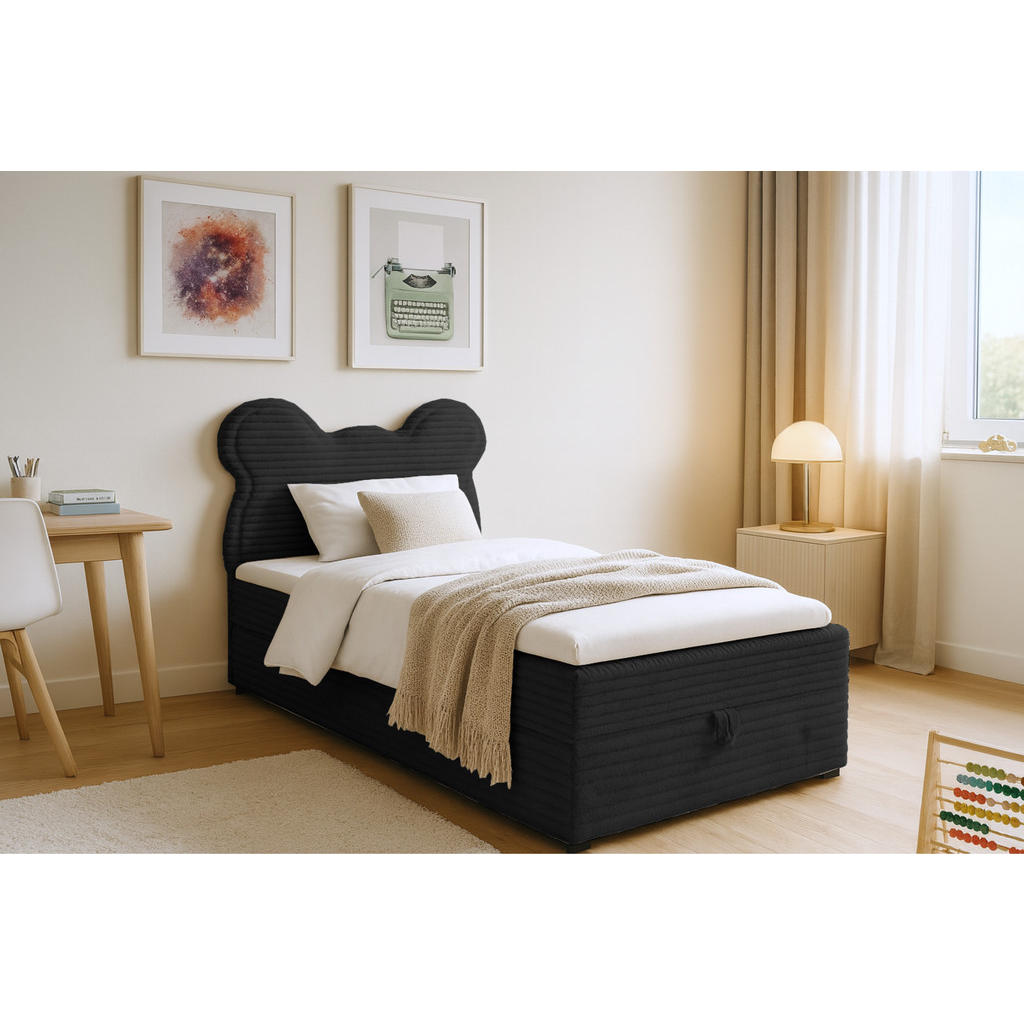 Thumbnail - Deine Möbel 24 Boxbett, Schwarz, Textil, H3, 100x200 cm, Schlafzimmer, Betten, Boxspringbetten