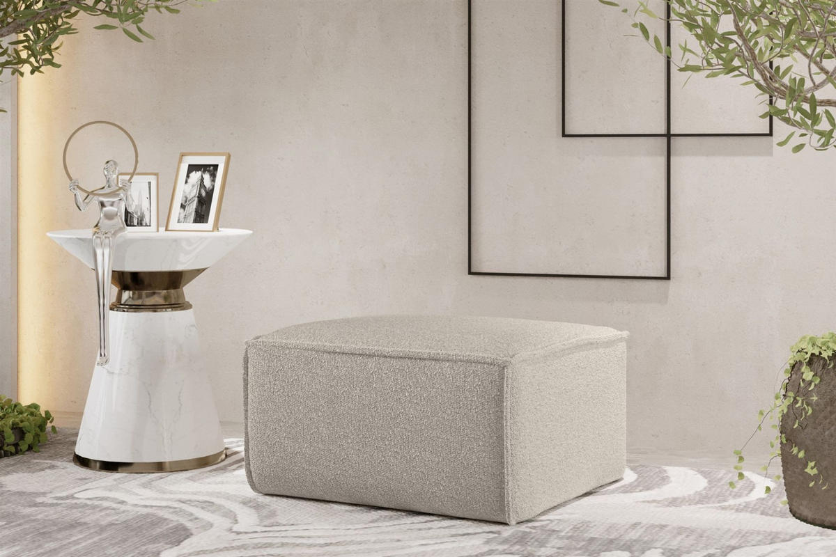 POLSTERHOCKER Celes Prem.65 Asc. Bukla - Beige, Holzwerkstoff/Textil (65/40/65cm) - Fun Möbel