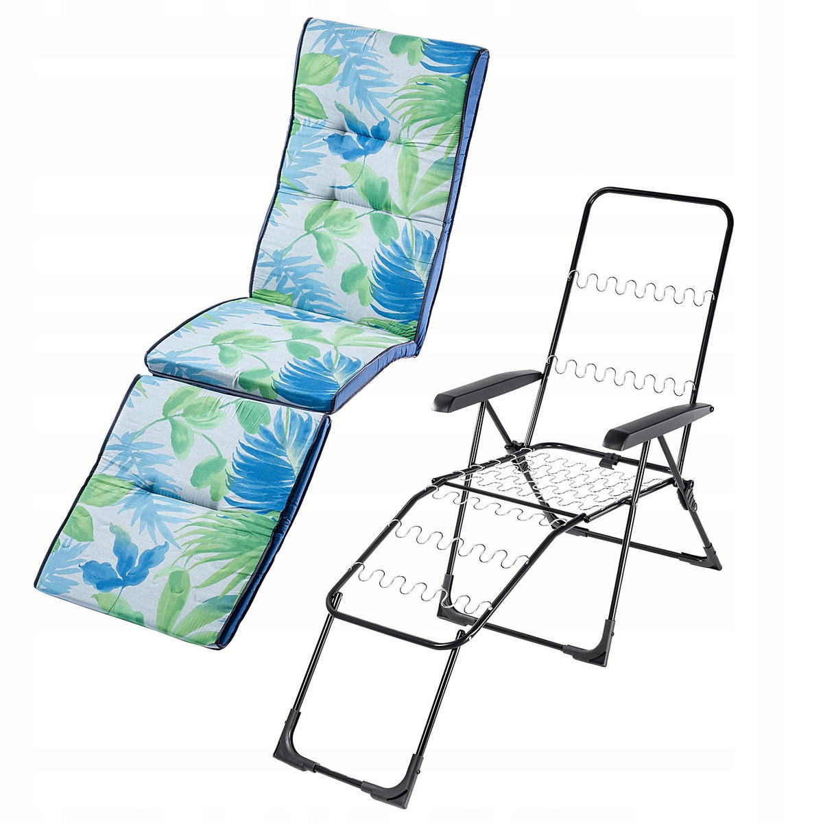 GARTENLIEGE 189 x 58 cm Blätter - Blau/Grau, Metall (58/189cm) - KADAX