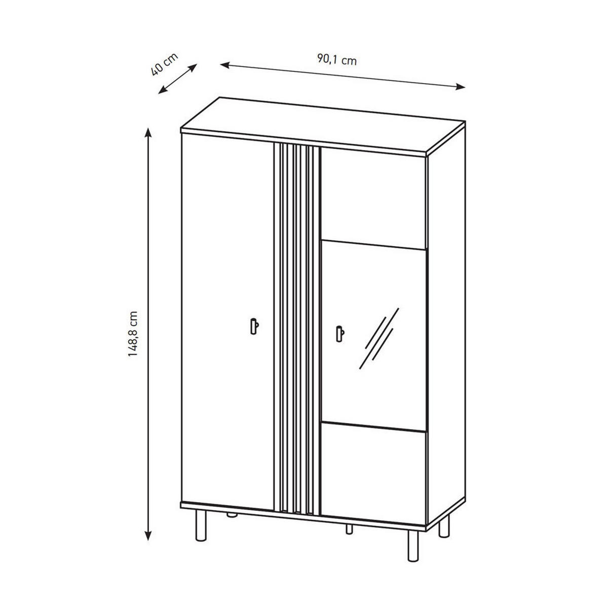 VITRINE Madis sand grange eiche / anthrazit 90,1cm / 40 cm / 148,8 cm - Eichefarben/Braun, Holz/Holzwerkstoff (90/149/40cm) - Feldmann-Wohnen