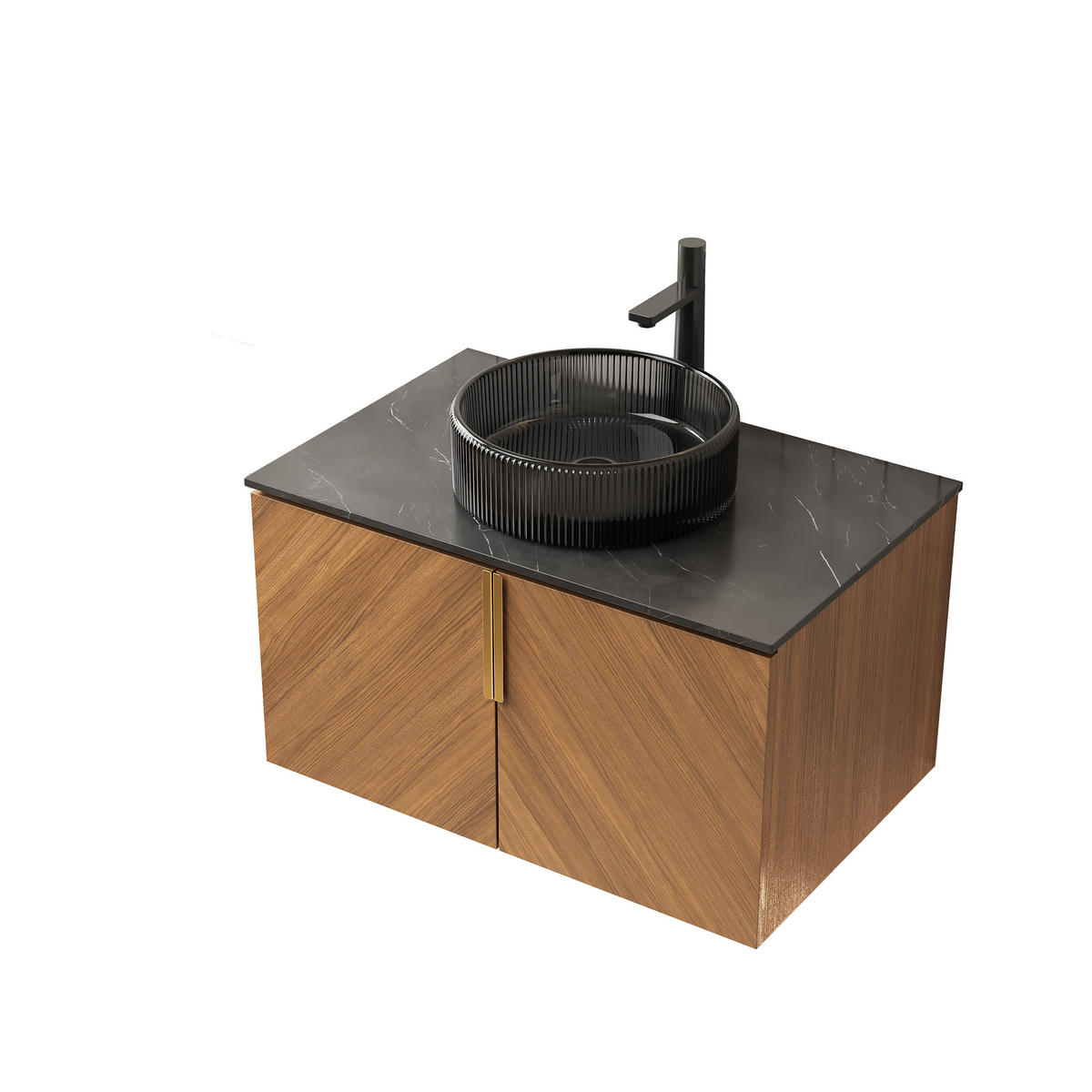 WASCHTISCH Braun-Eiche 76/50/52 cm - Schwarz, Holz (76/52.6/50cm) - PANGIVO