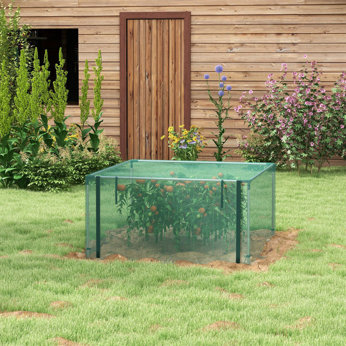 PFLANZENSCHUTZZELT mit Reißverschlusstür, für Garten, Balkon, Stahl, Grün - Grün, Metall (125/62.5/125cm) - Outsunny