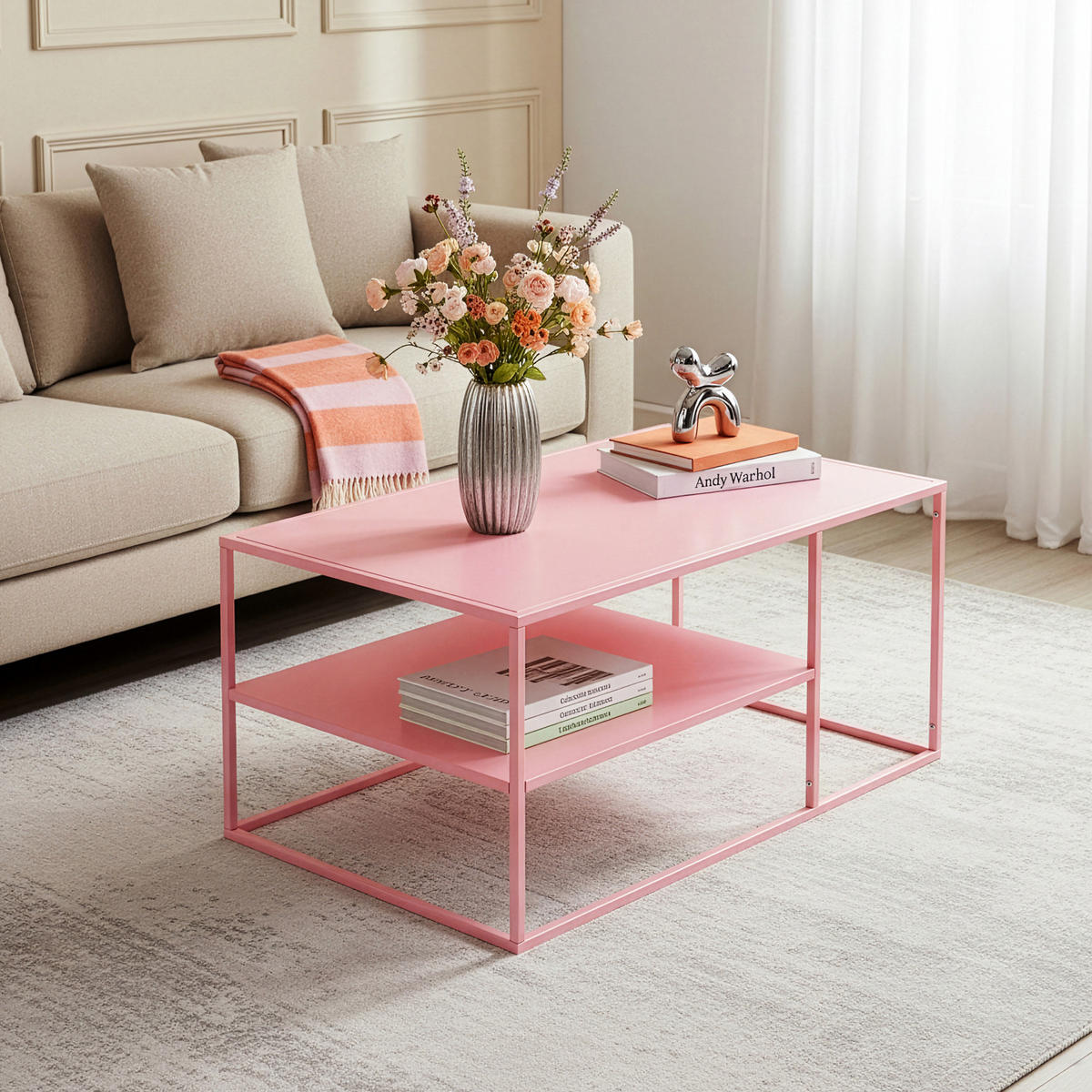 COUCHTISCH Solund 45/90/60 cm - Pink, Metall (60/90/45cm) - [en.casa]