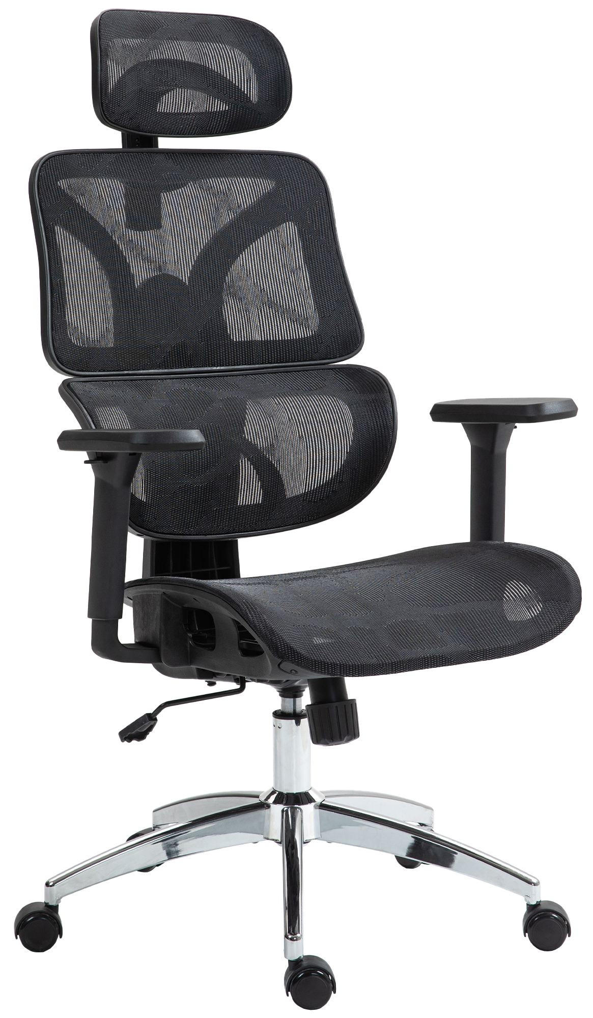 CHEFSESSEL Netzstoff Schwarz - Chromfarben/Schwarz, Kunststoff/Textil (66/112/76cm) - CLP
