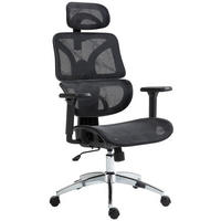 CHEFSESSEL Netzstoff Schwarz - Chromfarben/Schwarz, Kunststoff/Textil (66/112/76cm) - CLP