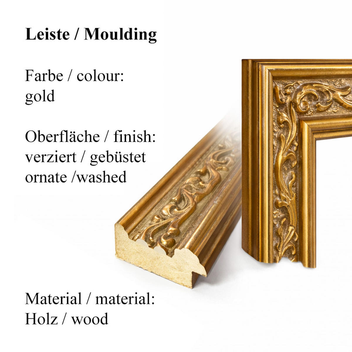 BILD gerahmt 63x53 cm Michelangelo "Hände" - Beige, Holz (63/53cm) - artissimo