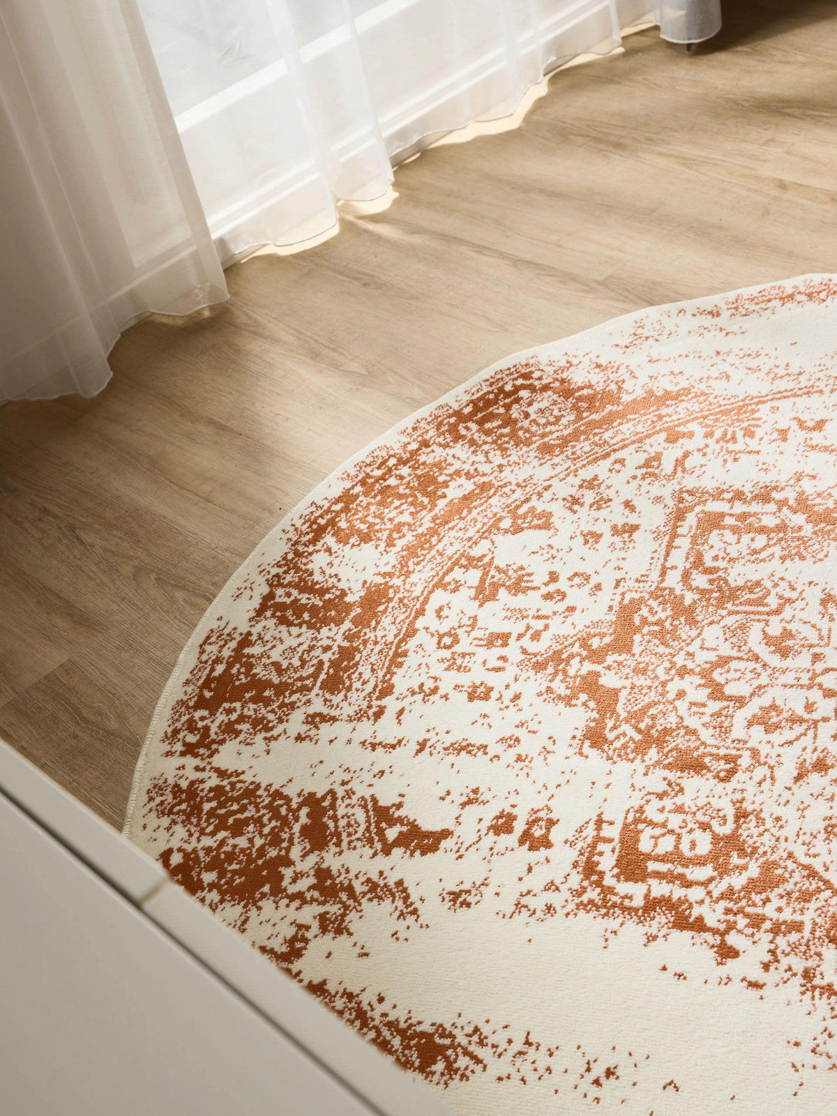 VINTAGE-TEPPICH Suki ø 160 cm rund - Creme/Orange, Kunststoff (160/160cm) - benuta