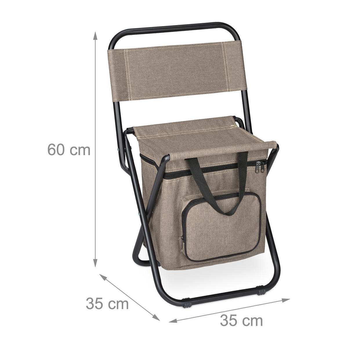 CAMPINGHOCKER - Beige, Textil/Metall (35/60/35cm) - Relaxdays