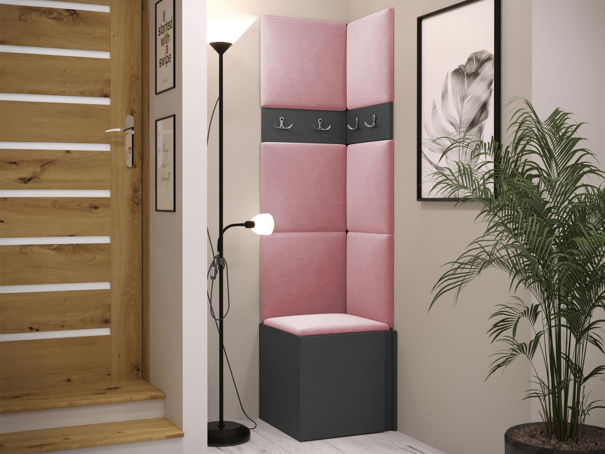 GARDEROBEN-SET Orion XXI - Graphitfarben/Rosa, Holzwerkstoff/Kunststoff (42/186/46cm) - MIRJAN24