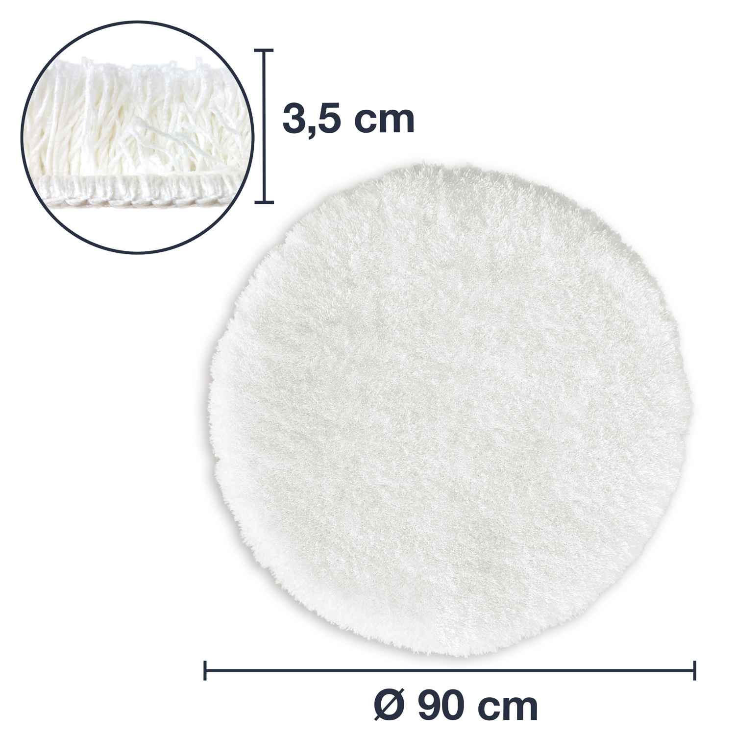 HOCHFLOR BADEMATTEN MALMÖ - Weiß, Textil (90/90cm) - WohnDirect