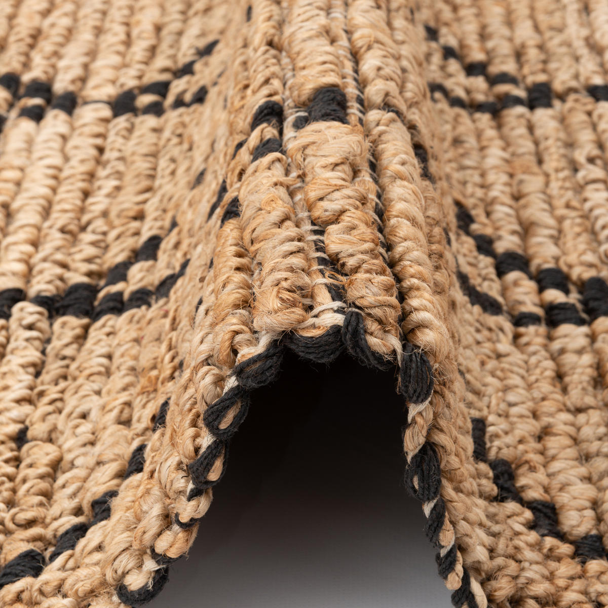 NATURFASER TEPPICH JUTE SALSA RAUTEN - Beige/Schwarz, Textil (200/300cm) - Pergamon