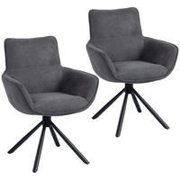 ARMLEHNSTUHL-SET DE-36056 2 Stück drehbar Dunkelgrau - Dunkelgrau, Metall (64/87/67cm) - ComfortXL