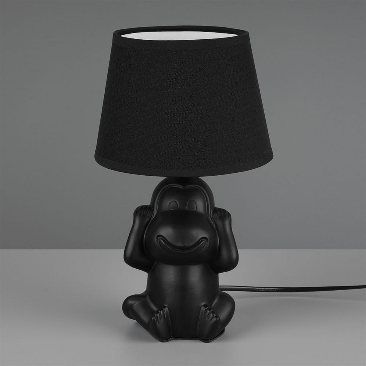 TISCHLEUCHTE Keramik Schwarz 2er Set - Schwarz, Textil (17/17/27cm)