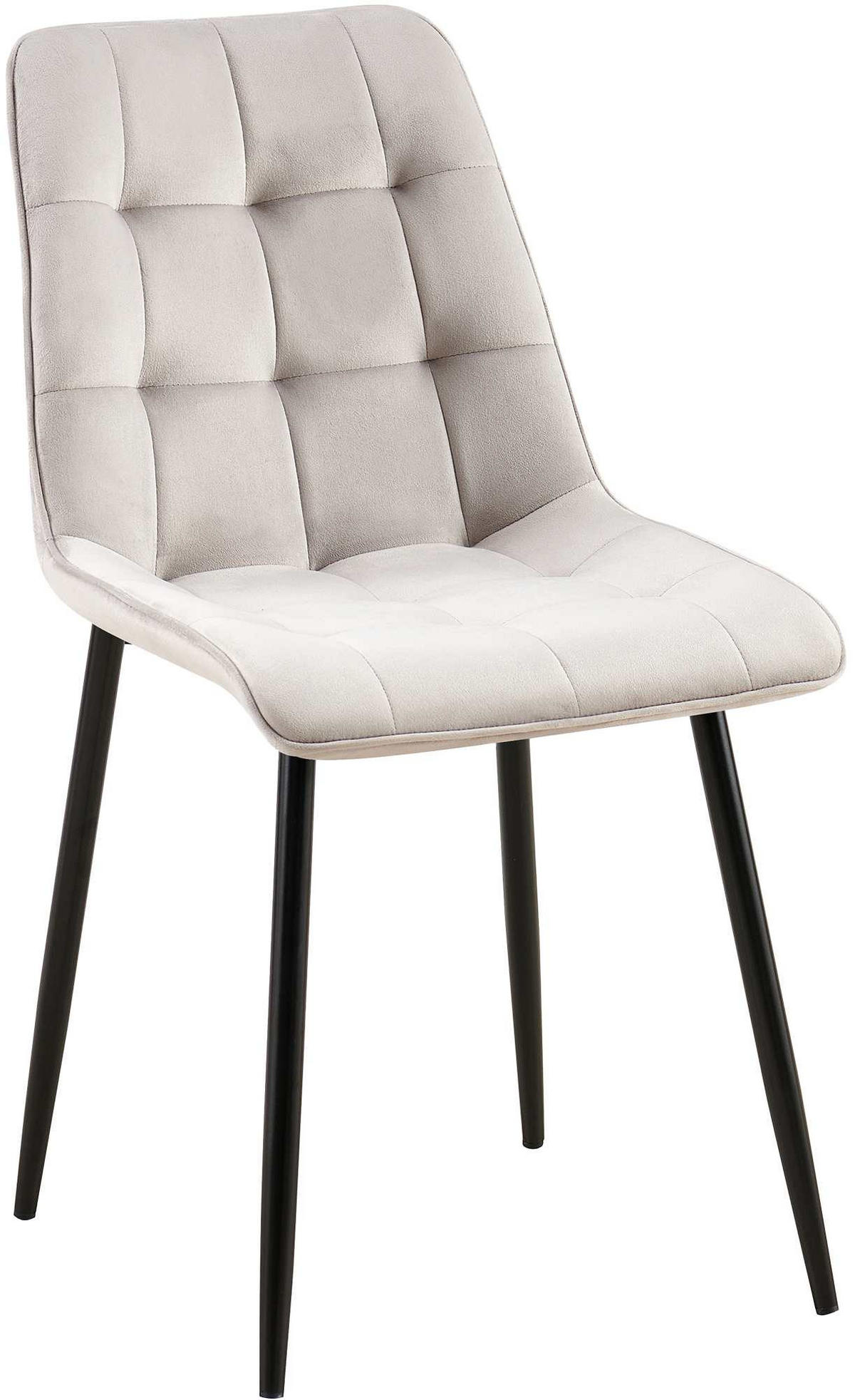 STUHL Samt grau - Schwarz/Grau, Textil/Metall (47/89/61cm) - CLP