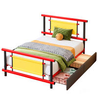 KINDERBETT 90/200 cm in Rot mit Schubladen - Rot, Metall (90/200cm) - WISHDOR